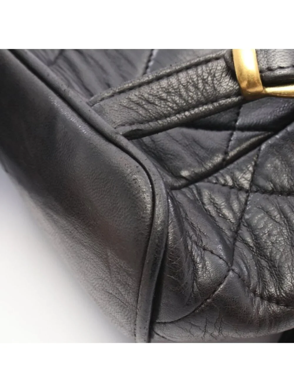 Chanel Backpack Quilted Turnlock Chain Black Lambskin Double